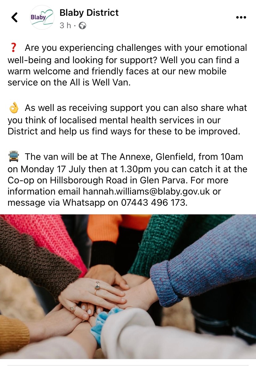 We are hitting the road on Monday for our first trip out into Blaby District! Looking forward to meeting the community. Come and say hi 👋 Blaby District Council Leicestershire Partnership NHS Trust   #mentalhealth #alliswellvan #blabydistrictcouncil #intergratedworking#kingsfund