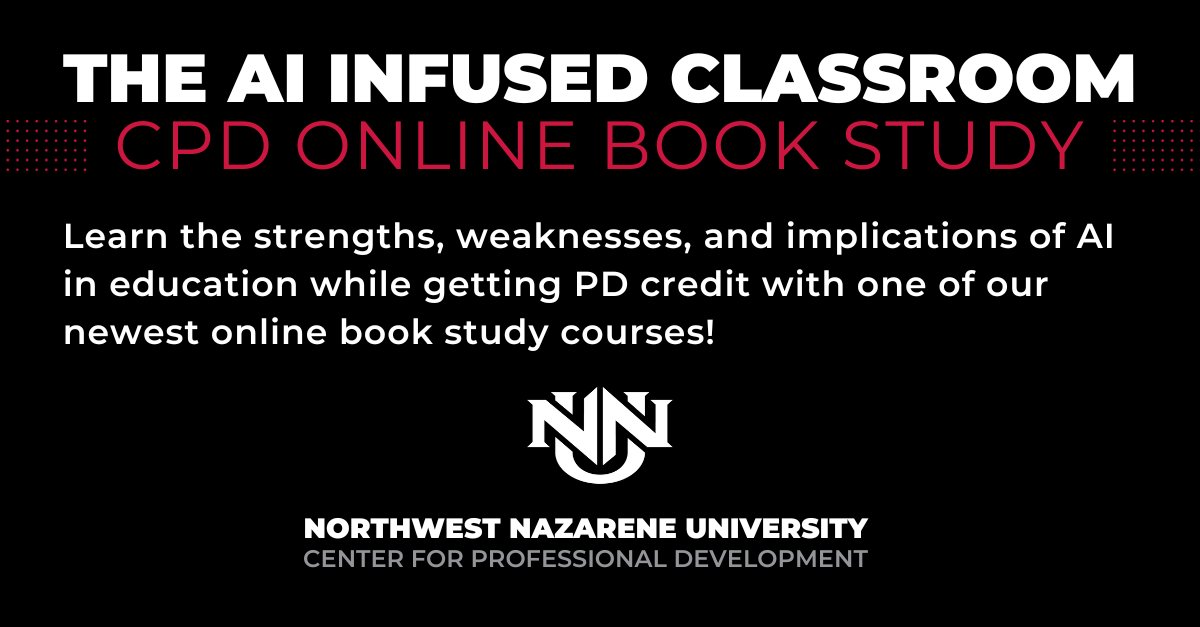 nnucpd's tweet photo. Enter the age of AI confidently as an educator by enrolling in our new book study on The AI Infused Classroom by Holly Clark!
https://t.co/B7DtoMMJTM

#HereForGood #NNUCPD #CPDonline #artificialintelligence #teachertwitter #education https://t.co/8ZbwNb3Ijv