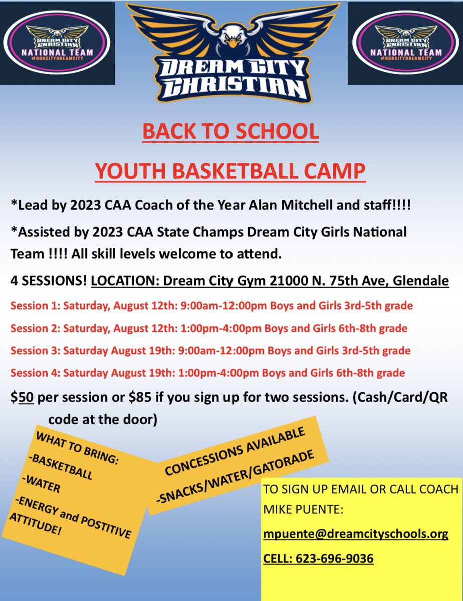 D͏C͏C͏ G͏I͏R͏L͏S͏ N͏A͏T͏I͏O͏N͏A͏L͏ T͏E͏A͏M͏ (@dccgirlshoops) on Twitter photo Come join Dream City for an amazing youth bball camp! Learn from one of the top national girls prep coaches in the country and his team! Fun, competitive, all skill levels welcome! #ourcitysreamcity Come join Dream City for an amazing youth bball camp! Learn from one of the top national girls prep coaches in the country and his team! Fun, competitive, all skill levels welcome! #ourcitysreamcity