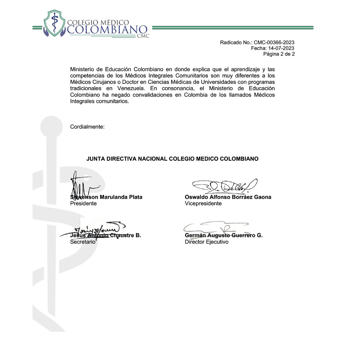 ColegioMedicoCo's tweet photo. Este comunicado es una especie de alerta sobre una potencial amenaza que se cierne sobre la salud de los colombianos. https://t.co/2yEeKrSSCx