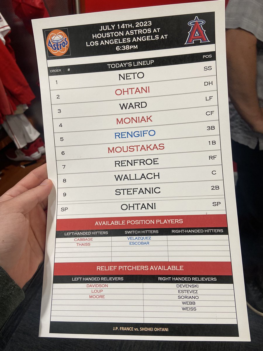 Sam Blum on Twitter "Angels lineup. David Fletcher is no longer here."