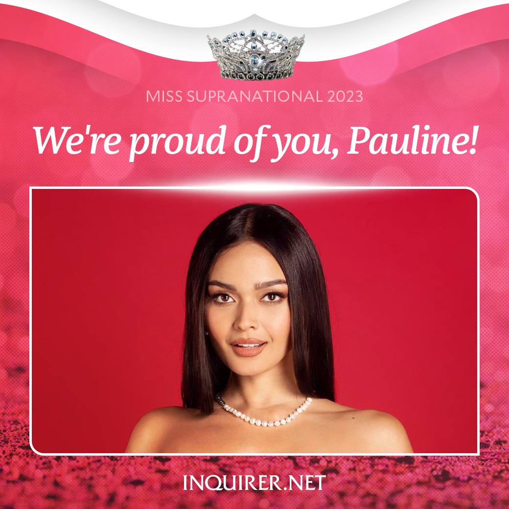 inquirerdotnet's tweet photo. WE'RE PROUD OF YOU! 🇵🇭

Philippine's Pauline Amelinckx is the first runner-up in the #MissSupranational2023. https://t.co/dvZfJmoX5V