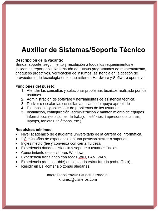 #hiring #soportetecnico #it
