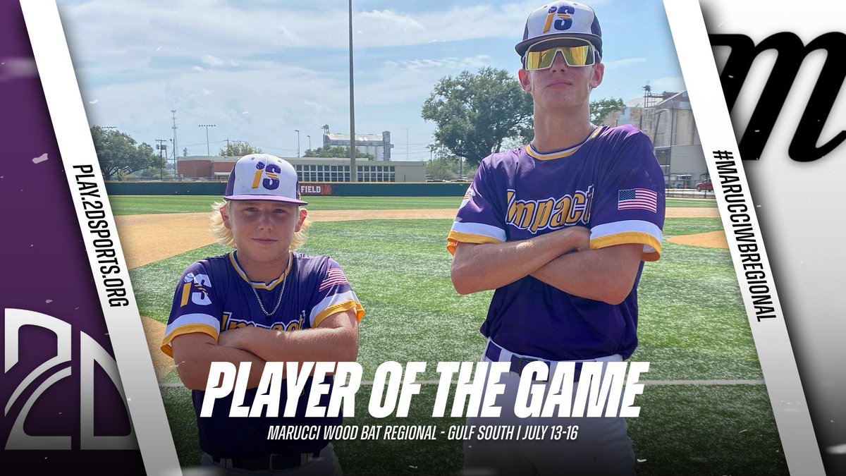 2D Sports Player of the Game (@2dsportspog) on Twitter photo โญ๏ธ PLAYER OF THE GAME โญ๏ธ
(Left) Madix Woodward: 3 2/3IP, 0BB, 1H, 3Ks
(Right) Justin Flash: 2-3, 4RBI, 2B, 1B
Summer Team: <a href="/ImpactBsblClub/">Impact Baseball Club</a> Griffin
<a href="/2DsportsLA/">2D Sports Louisiana</a>
#MarucciWBRegional โญ๏ธ PLAYER OF THE GAME โญ๏ธ
(Left) Madix Woodward: 3 2/3IP, 0BB, 1H, 3Ks
(Right) Justin Flash: 2-3, 4RBI, 2B, 1B
Summer Team: <a href="/ImpactBsblClub/">Impact Baseball Club</a> Griffin
<a href="/2DsportsLA/">2D Sports Louisiana</a>
#MarucciWBRegional