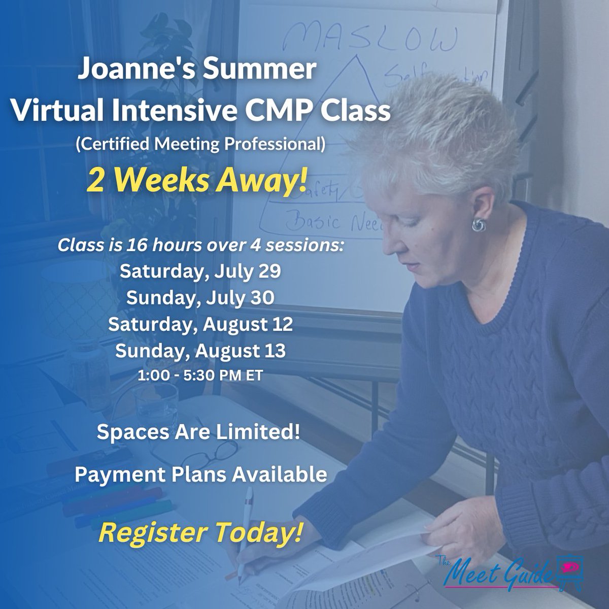 Only 2 weeks until the start of class! 

Click the link to learn more or to register: eventsquid.com/event/20336

#themeetguide #cmp #meetingsandevents #meetingprofs #eventprofs #miceindustry #eventplanners #cmpclass #cmpprep #cmpexam