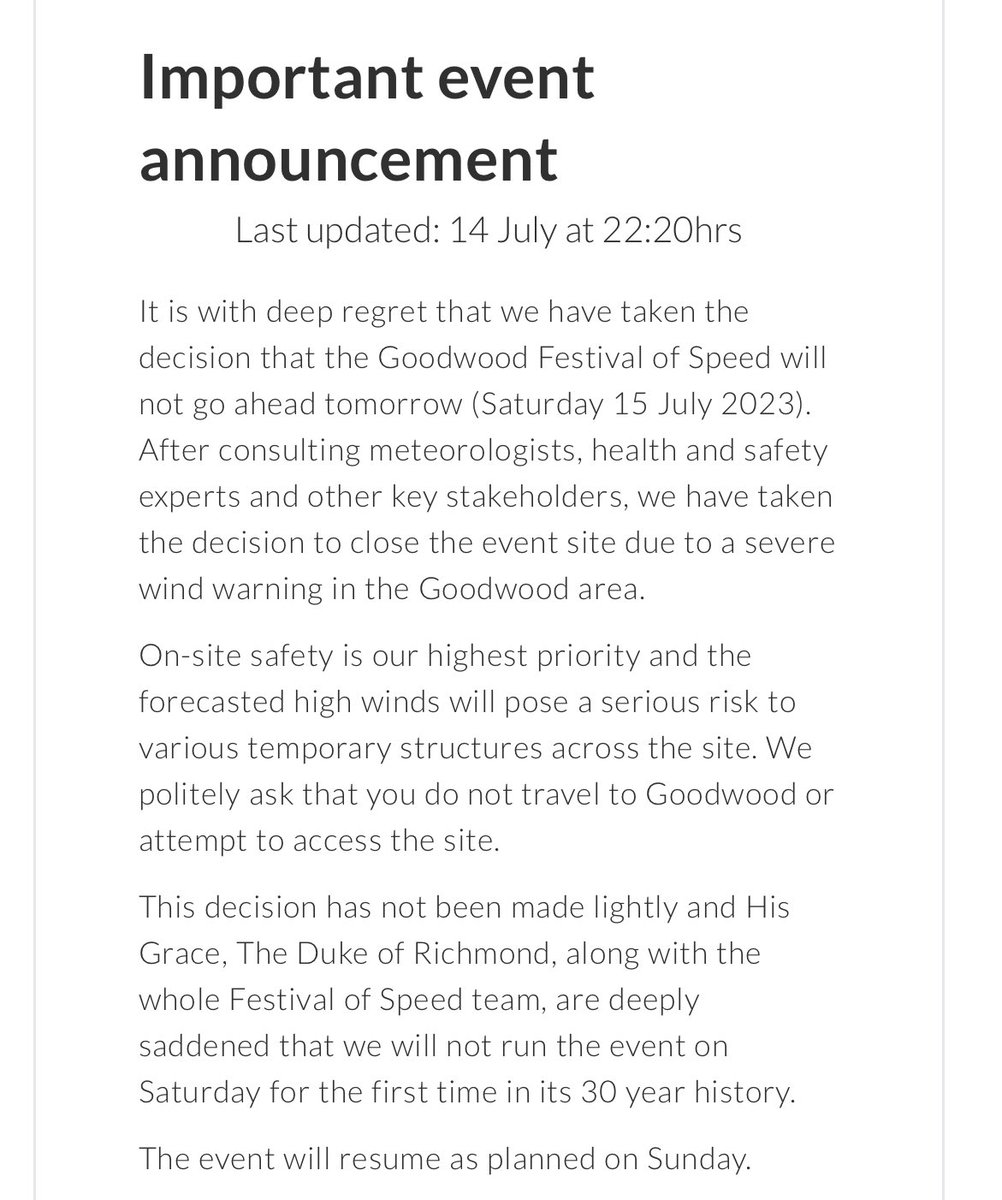 MarkMelvin2005's tweet photo. @fosgoodwood Officially cancelled https://t.co/uDGEqQouT6