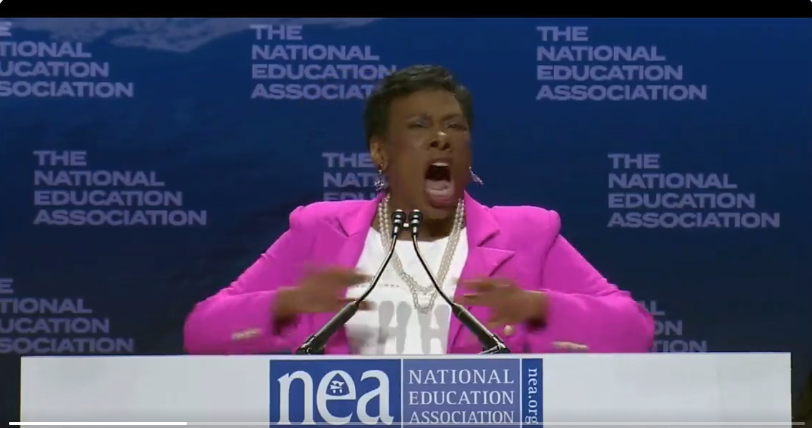 christopherrufo's tweet photo. "You burn with the inner fire of an unbreakable will ... You are the NEA!" 

–Becky Pringle, teachers union president https://t.co/iF8ClJr0Nl