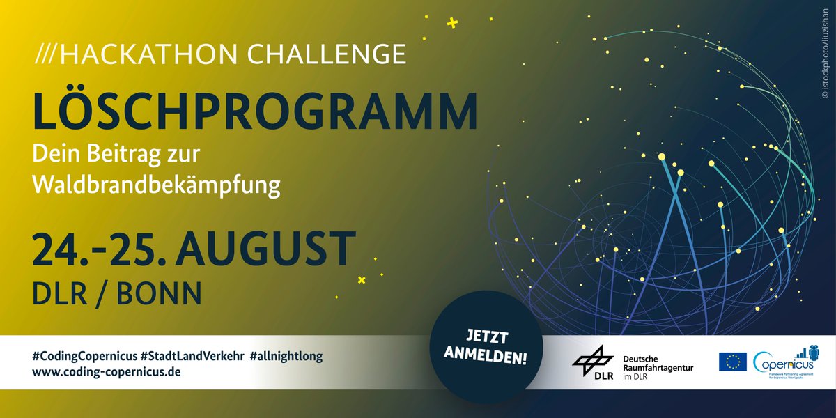 DLR_SpaceAgency's tweet photo. Mitmachen beim Hackathon #CodingCopernicus! 
Auf Basis von #Copernicus-Erdbeobachtungsdaten bearbeitet Ihr im Team eine unserer 3⃣ Challenges:
✅Stadt
✅Land 
✅Verkehr 
Anmeldung zu unserem #Hackathon &amp; Informationen: https://t.co/3zHpFiKx0r 
#Raumfahrt #Erdbeobachtung https://t.co/DPPVHyUva6