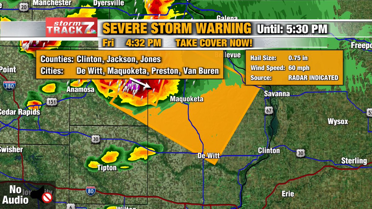 Here is a radar update on the Severe Thunderstorm Warning for Jackson, Clinton, Jones County that is set to expire at Jul 14 5:30PM...
https://t.co/8TvPbJndHK #iawx #kwwlwx https://t.co/5MGZ076bMr