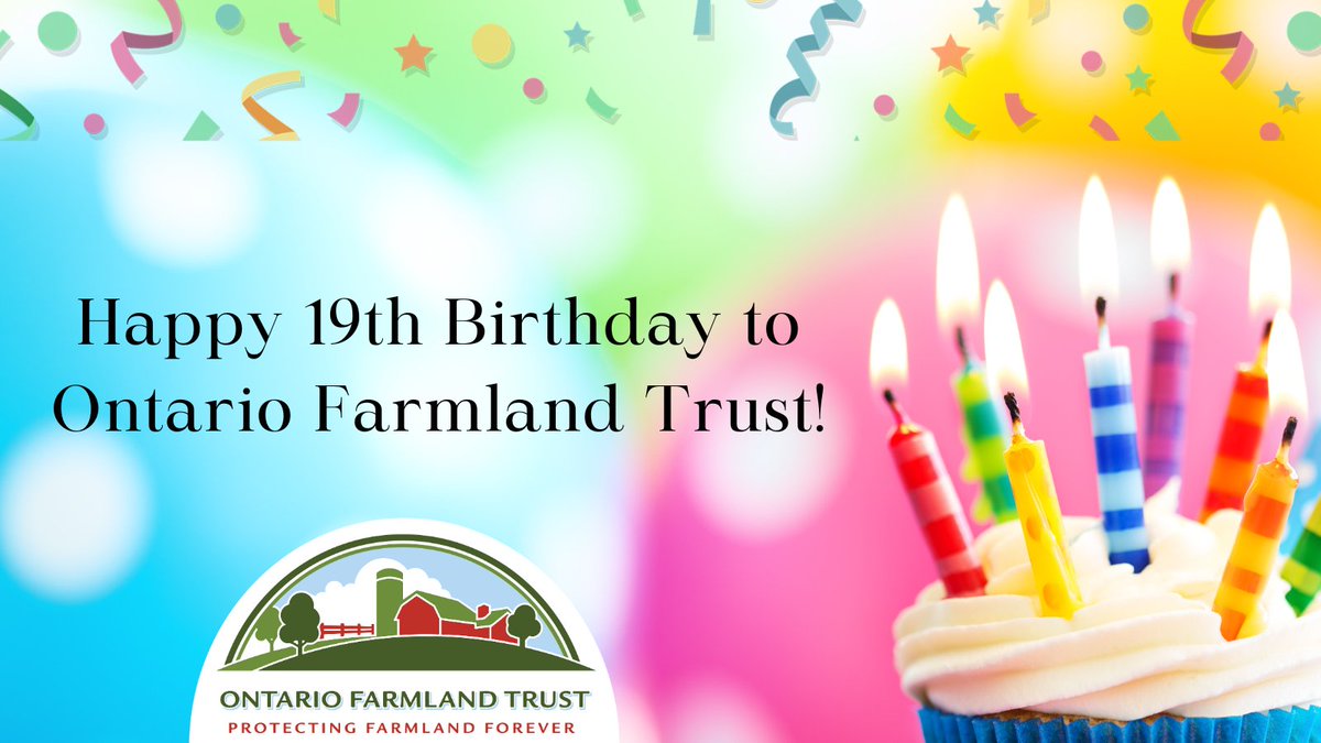 ONFarmlandTrust's tweet photo. Cue the confetti and pop the champagne! It's time to celebrate a momentous occasion that marks 19 years of farmland protection and conservation success with the Ontario Farmland Trust. It's our birthday! 

https://t.co/Gtt3rld9Xj https://t.co/Vj8VNzIVgZ