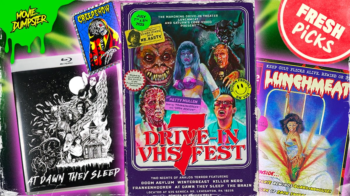MovieDumpster's tweet photo. We're back with more Fresh Picks @ 8PM EST tonight on YouTube!! Not only do we have some of the latest independent film releases for you, but we've also got our #VHSFest 7 spoils to show off! https://t.co/Jum3lNcMRl