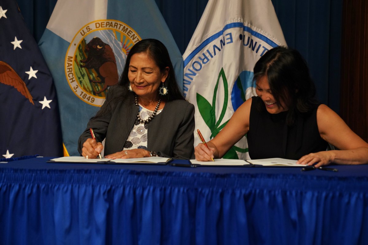 .@Interior is partnering with @USDOL to help put workers and communities at the center of our clean energy transition. The agreement we signed today will combat environmental injustice and advance a clean energy economy.