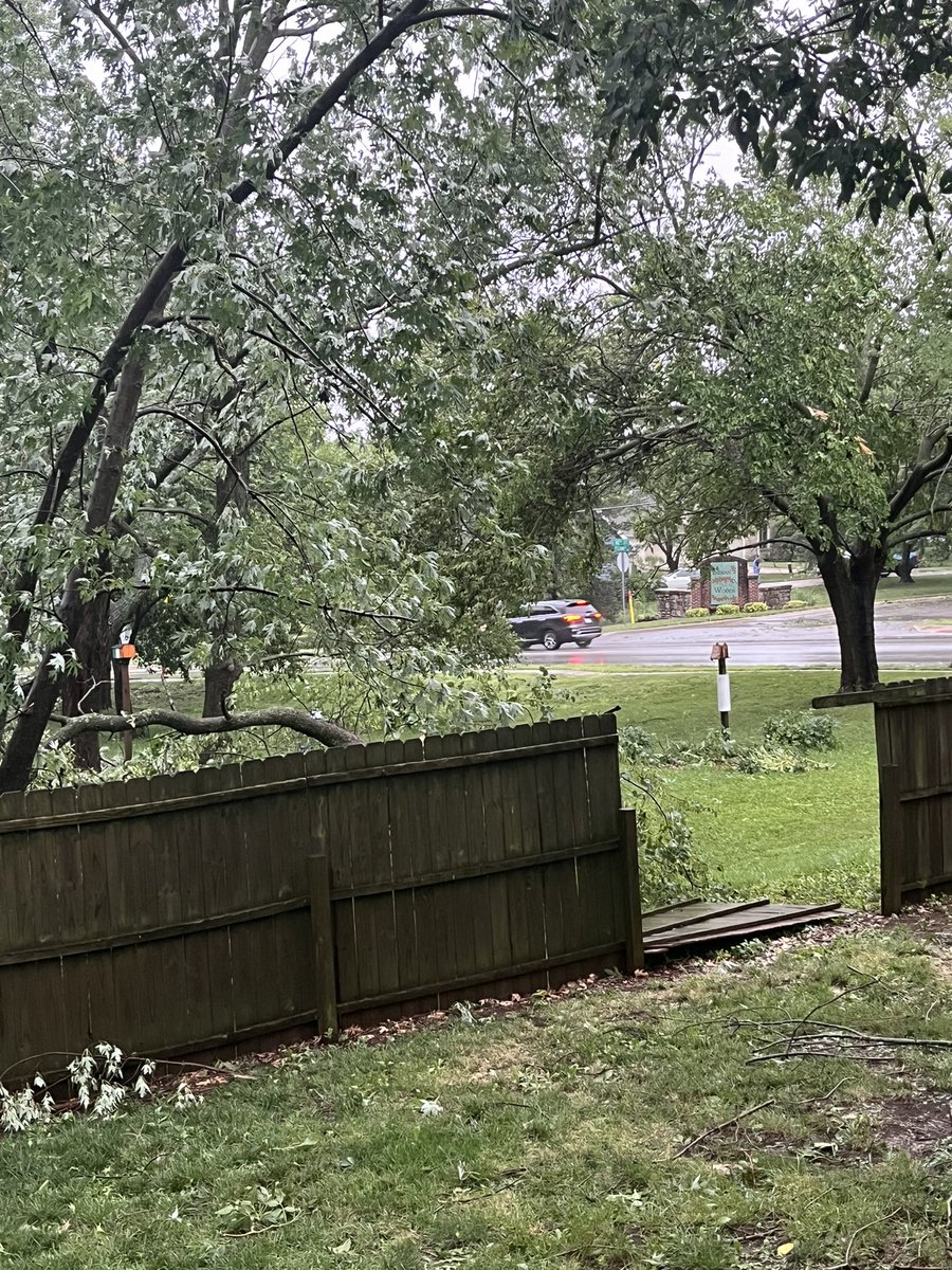 KcchiefsS's tweet photo. Hit pretty hard by 87th and Pflumn in Lenexa. Lots of large limbs down.

@NWSKansasCity @KarliRitter @JacobLanierWx https://t.co/VpfMqxMVhZ