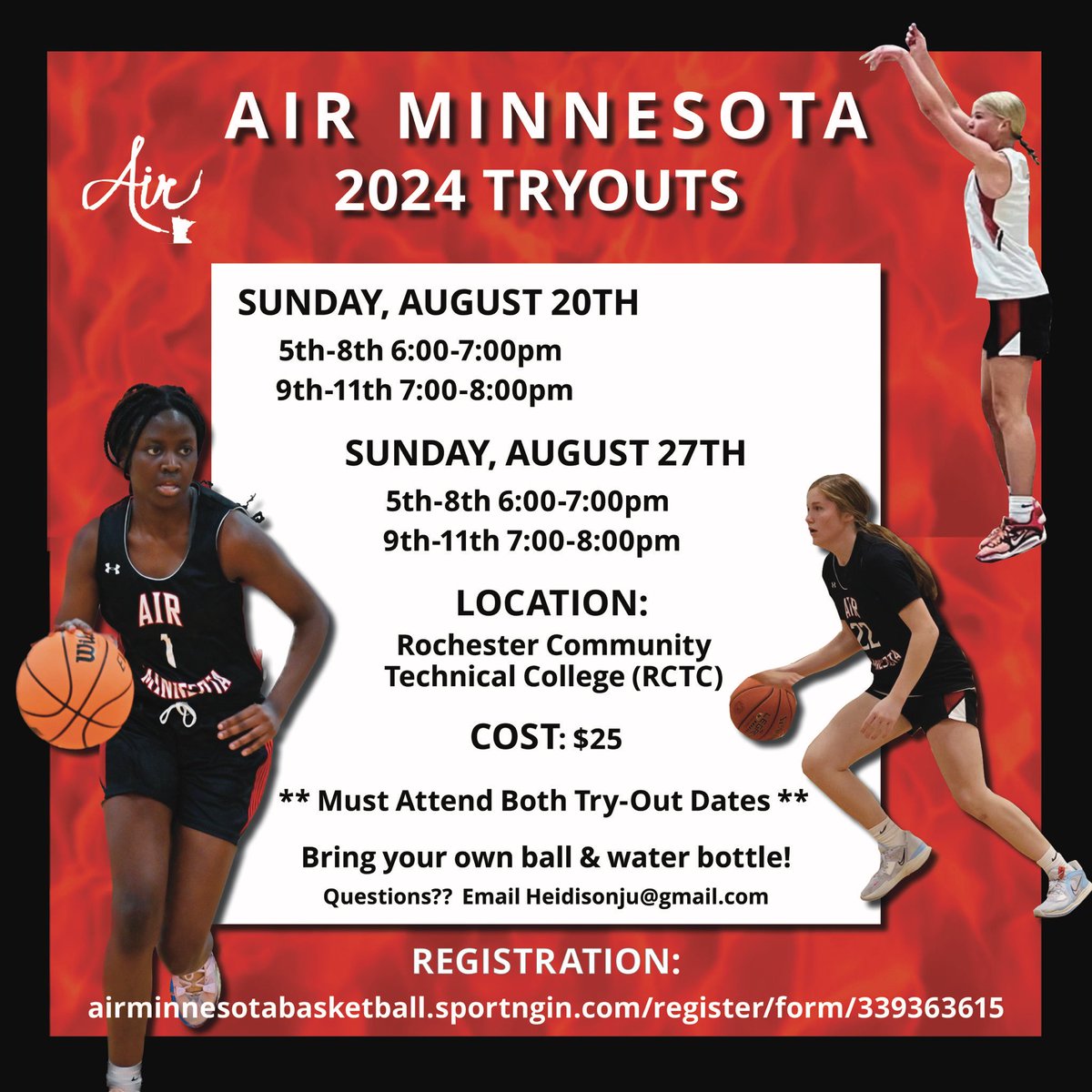 AirMinnesota's tweet photo. 2024 Air Mn tryouts!!!!!

https://t.co/G2NDY1qH85 https://t.co/4aeGXo2bYC