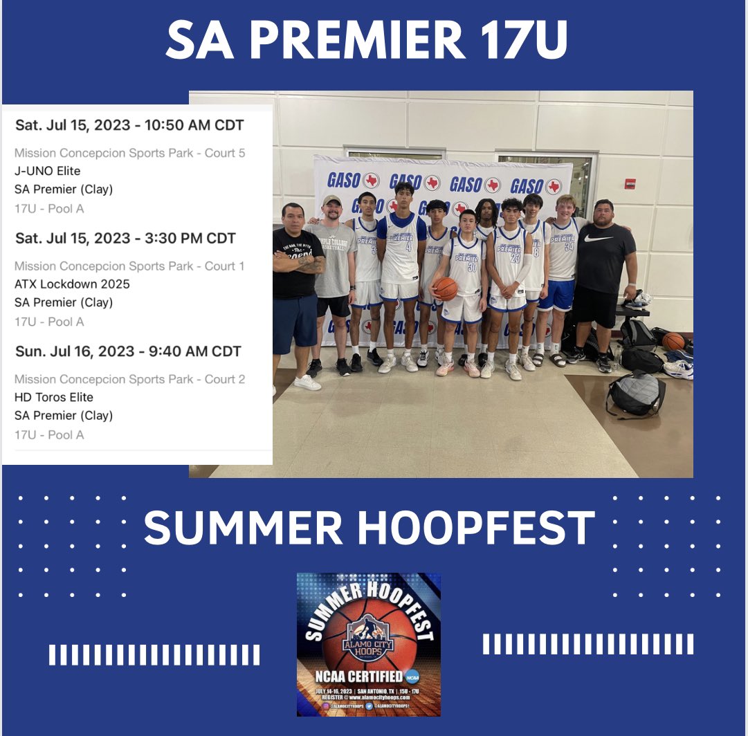 SAPremierHoops's tweet photo. We are excited to compete this weekend in the @AlamoCityHoops1 Summer Hoopfest vs some talented teams! https://t.co/TdliQbrAOw