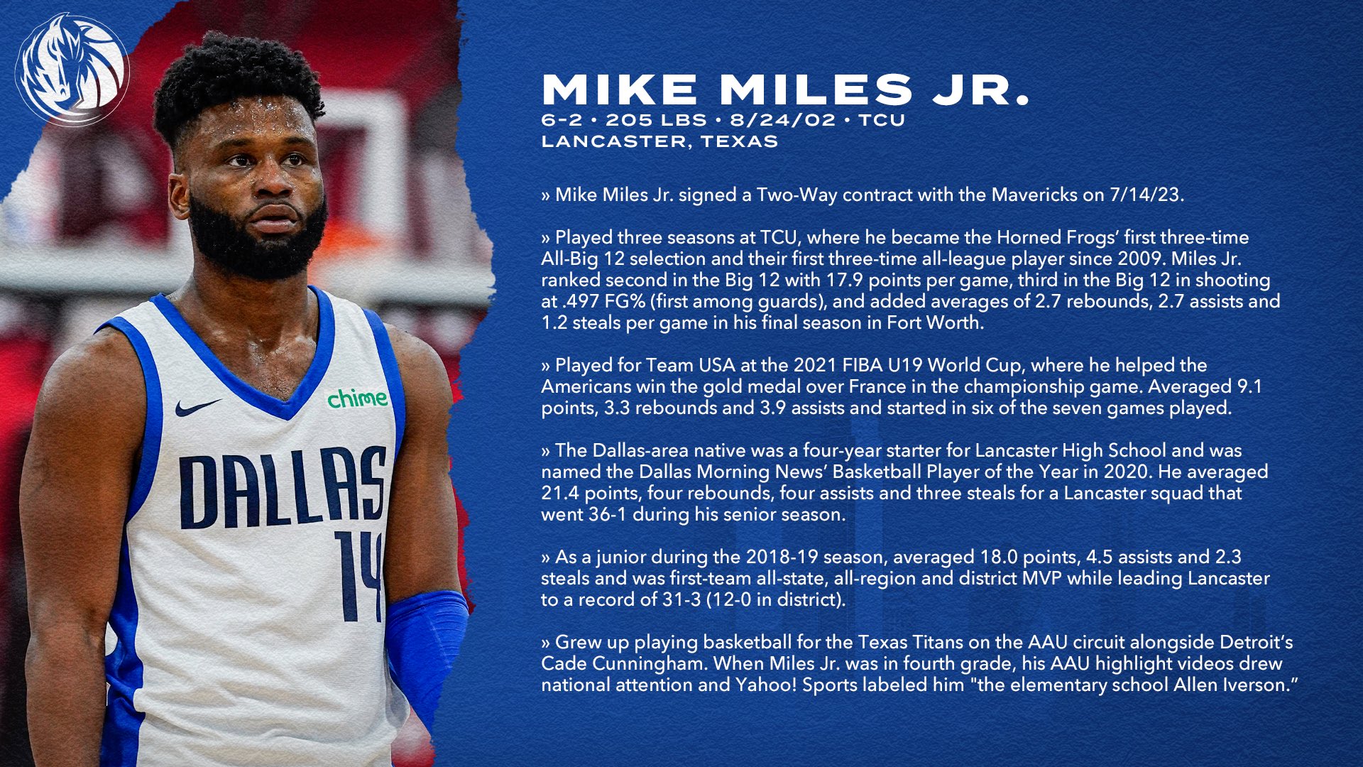 Mavs PR on Twitter "The Mavericks have signed Mike Miles Jr. to a Two