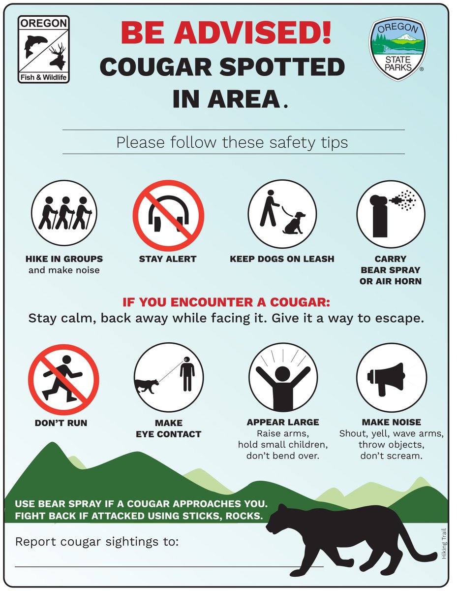 The eastern section of the Loop Trail at Nehalem Bay State Park has been closed due to multiple cougar sightings. For your safety, please remain off this section of trail while the signs and caution ribbon are up.