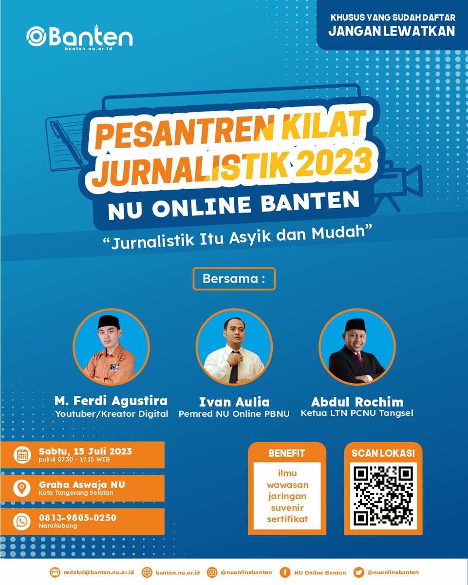 AAFERDII's tweet photo. HARI INI BANGET, #aaferdiii / M. FERDI AGUSTIRA Di undang Dalam Seminar Pesantren Jurnalistik di #nuonlinebanten #nuonline https://t.co/h1tbhbSPvH