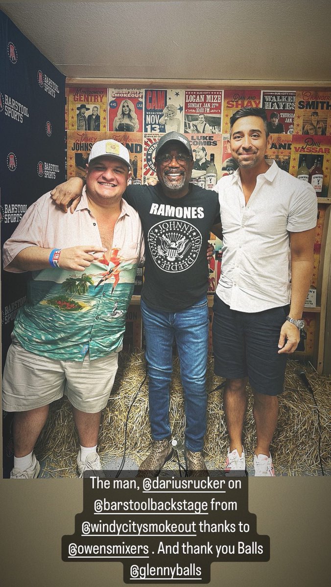 Dante (@dantethedon) on Twitter photo The man, <a href="/dariusrucker/">Darius Rucker</a> on @StoolBackstage from <a href="/WCSmokeout/">Windy City Smokeout</a> thanks to <a href="/OwensMixers/">Owen’s Craft Mixers</a>. And thank you Balls <a href="/Glenny_balls/">Glenny Balls</a> The man, <a href="/dariusrucker/">Darius Rucker</a> on @StoolBackstage from <a href="/WCSmokeout/">Windy City Smokeout</a> thanks to <a href="/OwensMixers/">Owen’s Craft Mixers</a>. And thank you Balls <a href="/Glenny_balls/">Glenny Balls</a>