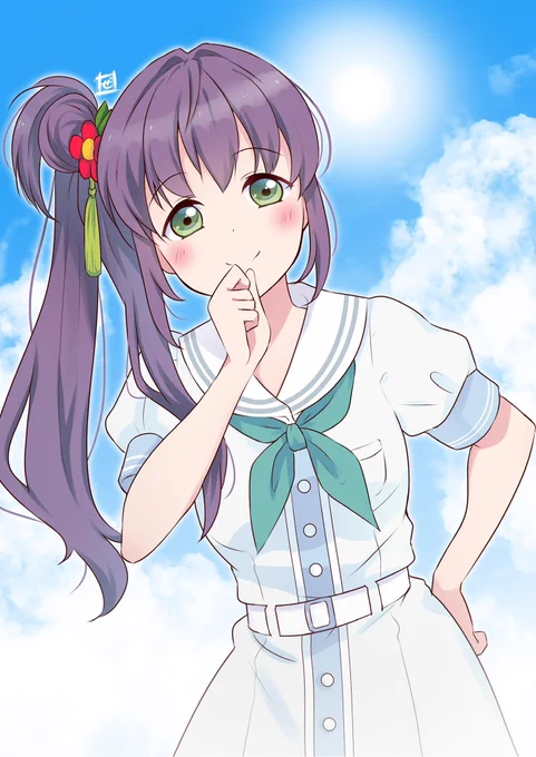 梢センパイの夏制服…女神様です  #蓮ノ空美術部