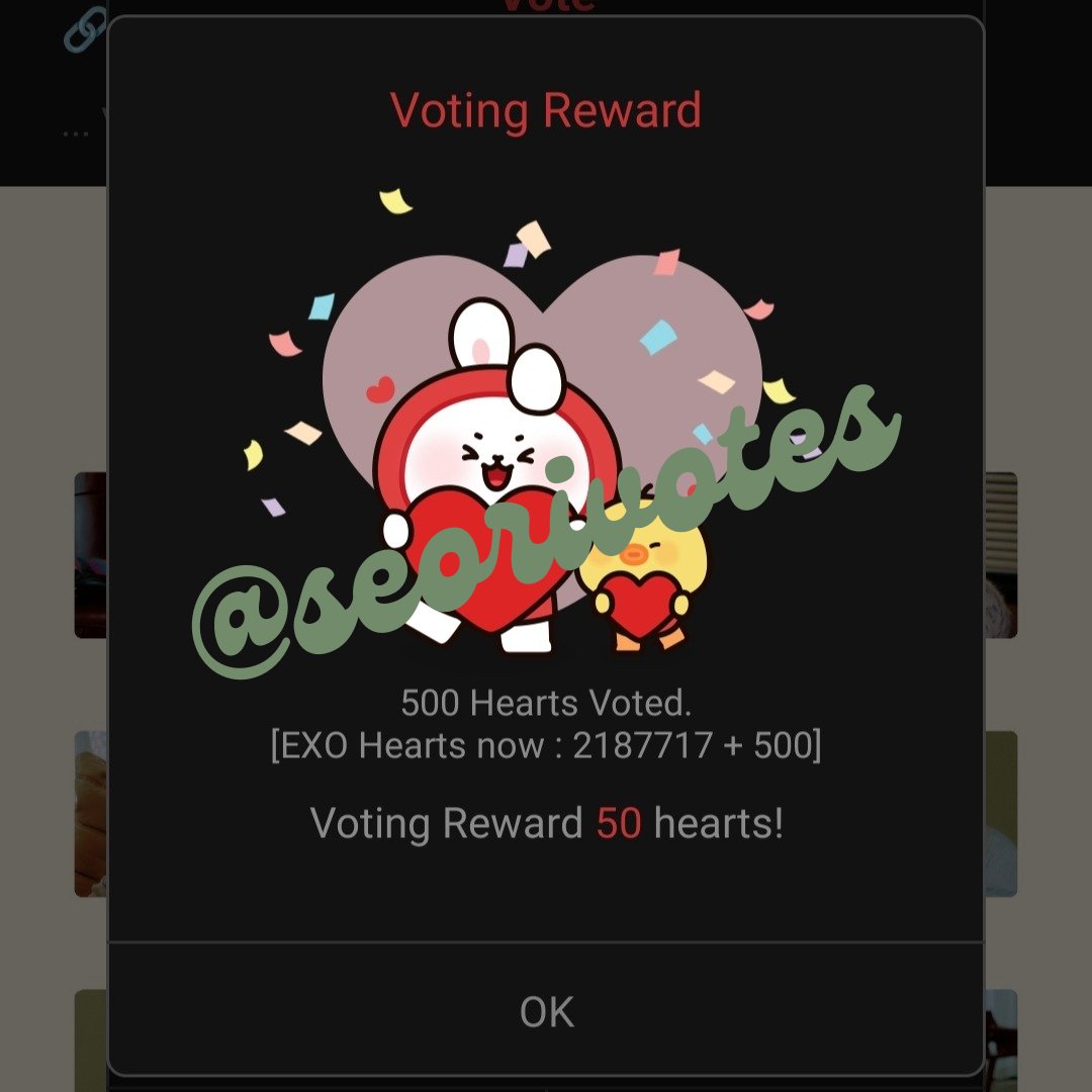 seorivotes's tweet photo. 🧾 #seorivotes 

Congratulations, Exols! 🎉💚 #EXO

500 hearts voted ✅ https://t.co/zeXhbrORq9