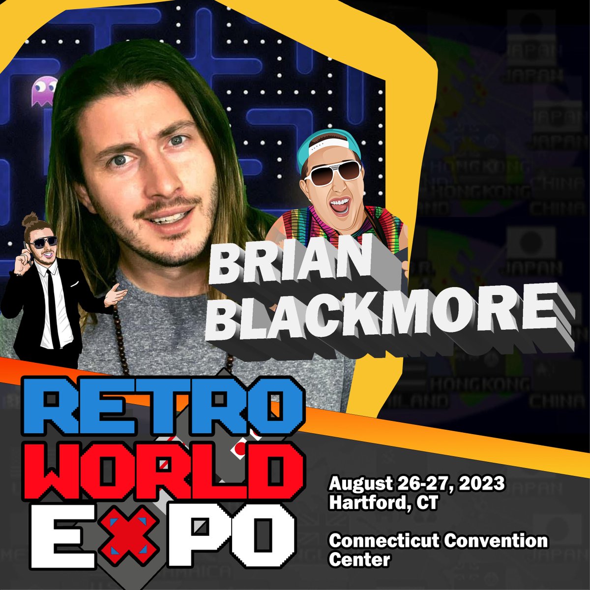 RetroWorldExpo's tweet photo. It's @BrianBlackmoree at #RWX23 A comedian, content creator &amp; musician whose vids have over 50m views. His wisecracking mgr character &amp; cast of colorful musicians have been shared by Chris Jericho, Hall &amp; Oates + Simple Plan. He's also been in stuff for Netflix, Intel + Capcom https://t.co/b19c27MIFt
