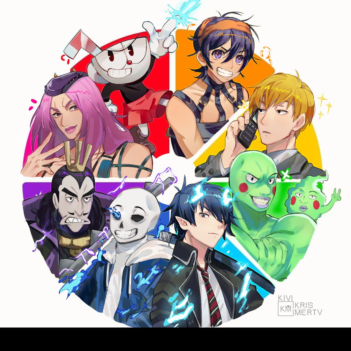 KrisKIUI's tweet photo. Hi 

color wheel challenge ovo 

#colorwheelchallenge  #JJBA #mobpsycho100 #cuphead #undertale #OusamaRanking #BlueExorcist https://t.co/icovASDDl6