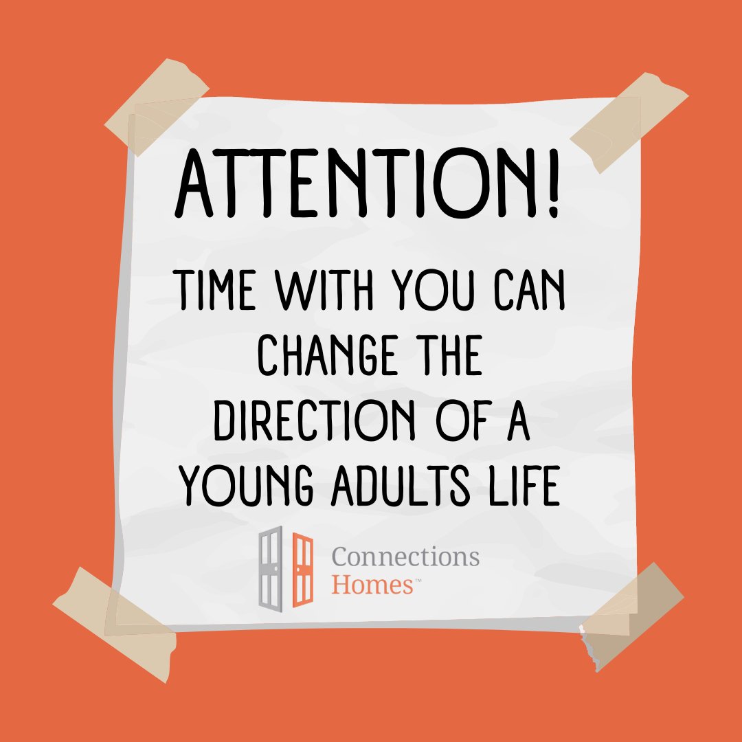 Yep, you read that right. Simply giving the gift of your time and attention to a young adult can change the direction of their life. 

Ready to become a mentor? Learn more today! connectionshomes.org/get-involved/#…