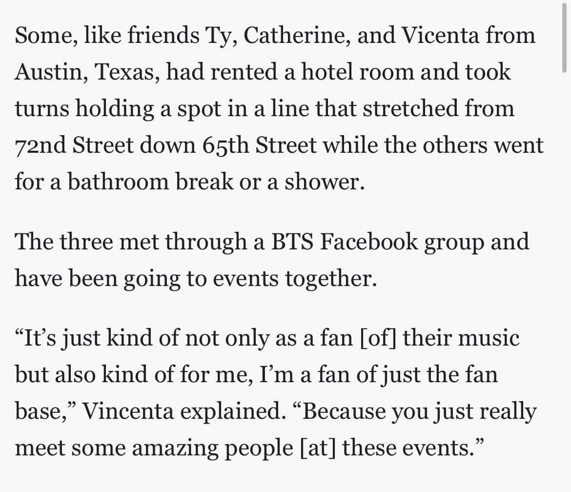 Texan_Native's tweet photo. #ATXARMY peeps including @GladynTayde and our banner made it into an article! 😆. Thanks @amNewYork for interviewing them (and you should correct the spelling of #Jungkook in the caption).  Even with the cancellation they had a blast seeing Jk in @GMA concert. #JungKookOnGMA https://t.co/zFUV9OpEBr