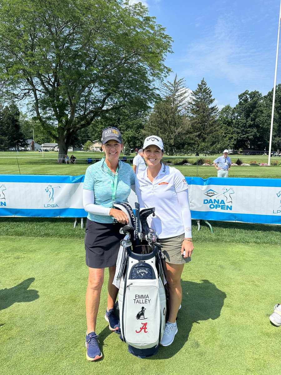 This is Audrey, currently caddying for Emma Talley. She has been on tour for THIRTY-TWO seasons. 
Christina and I figure she has walked around 21,000 miles in her caddying career. 
Very cool.