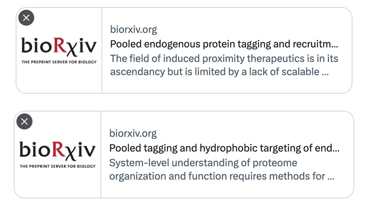 ophirshalem's tweet image. Happy to share two preprints where we demonstrate Scalable POoled Targeting with a LIgandable Tag at Endogenous Sites (#SPOTLITES) for protein imaging, perturbation and recruitment. Led by v v talented @YSereb and @stephsansbury
biorxiv.org/content/10.110…
biorxiv.org/content/10.110…