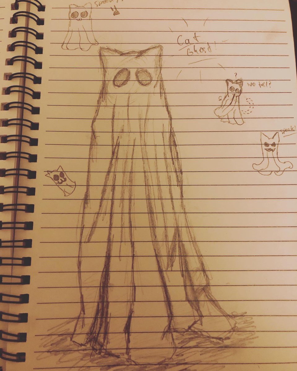 Skelly3d0's tweet photo. 🐱 👻 

Got a strange fascination with sheet ghosts... and cats i guess lol

Very slowly getting back into sketching and design, then I'll just back into 3D once Im settled.

#sketch #concept #traditionalart #sketchbook #sheetghost #catghost #characterconcept #characterconceptart https://t.co/3CGXOsBmwA