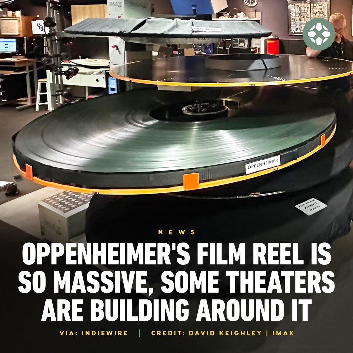 IGN's tweet photo. According to a spokesperson from IMAX, Oppenheimer's film reel stretches out to 11 miles and has required select theaters to install new projectors and projection booths to accommodate the footage including Los Angeles' TCL Chinese Theater. https://t.co/yMlSIcAeWz https://t.co/G6O18C7wVP