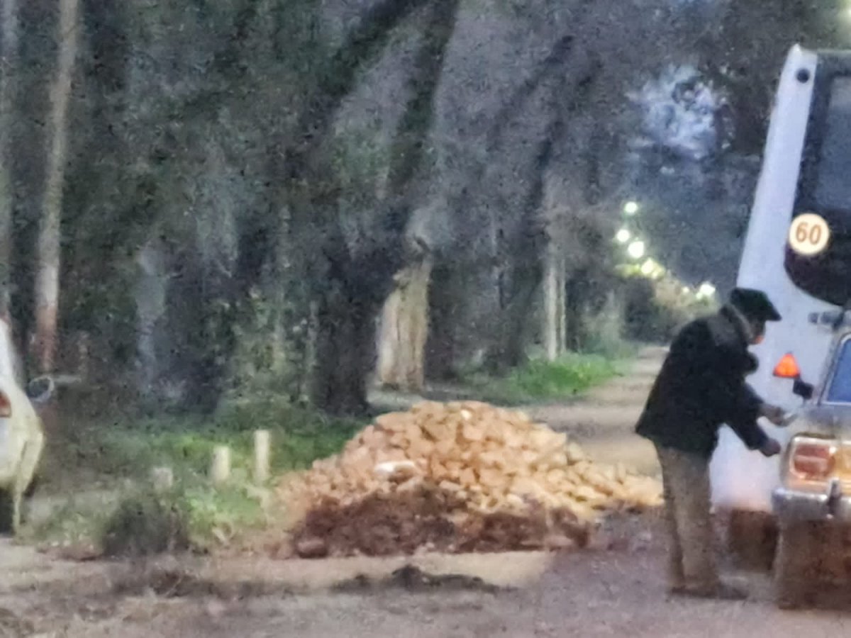 veroloren's tweet photo. Esto pasa en Pilar donde el Kirchnerismo reina . Miren cómo un par de indocumentados estacionan un micro destartalado mientras otros tiran cascotes ! Así cortan una de las calles paralelas a la ruta 8. Alguna protesta ? Naaaa solo para  joder ! #Achaval @MunicipioPilar https://t.co/GfN5o4VdwI