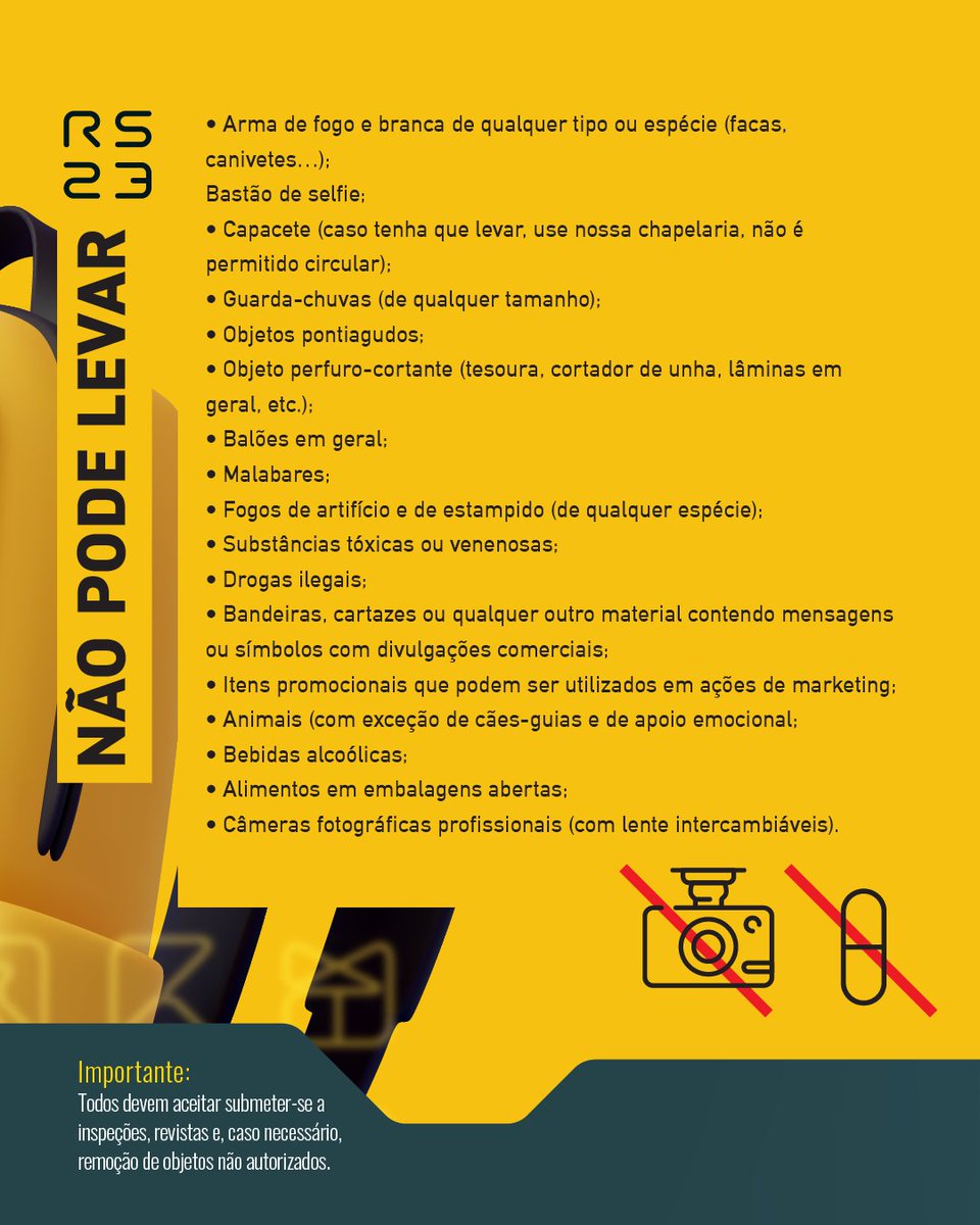 roadsec's tweet photo. Com o grande dia chegando e a ansiedade batendo na porta, vocês devem se pegar pensando "Meu senhor, o que eu vou levar no #roadsec?". Fiquem tranquilos, aqui vai uma listinha de coisas que vocês NÃO podem/precisam levar e algumas que certamente serão de grande ajuda. Se liga👀 https://t.co/PMvrQhMR52