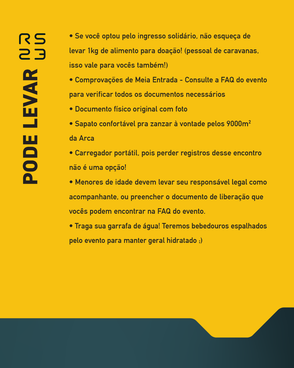 roadsec's tweet photo. Com o grande dia chegando e a ansiedade batendo na porta, vocês devem se pegar pensando "Meu senhor, o que eu vou levar no #roadsec?". Fiquem tranquilos, aqui vai uma listinha de coisas que vocês NÃO podem/precisam levar e algumas que certamente serão de grande ajuda. Se liga👀 https://t.co/PMvrQhMR52