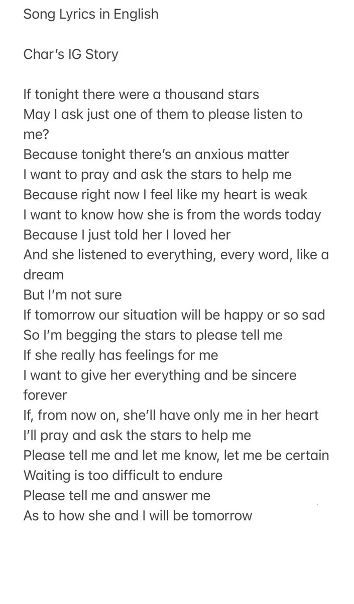 Gee D Austin🥷 on Twitter "Char’s IG Story Song Used English Lyrics 🖤 