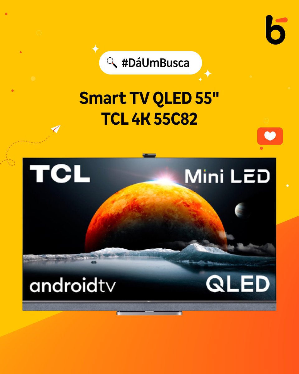 Buscape's tweet photo. Vem ver o que os BuscaLovers estão falando da Smart Tv QLED da TCL! 📺🤩

No Busca, a gente te conta tudo! 👀 Corre para o meu app 🏃‍♂️

#buscape #daumbusca #tcl #smartv #televisao https://t.co/GY97K6StDX