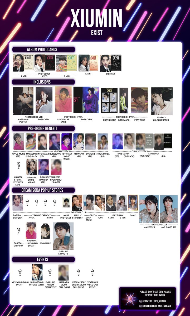 pcs_xiumin's tweet photo. Xiumin  - Exist album list, please let me know if you see any errors or missing items, thanks #XIUMIN #EXO #EXOEXIST #xiuminphotocard https://t.co/jnX4ZbWRoP