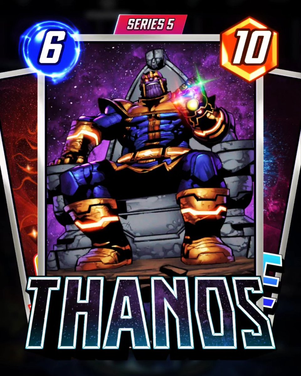 BPuffCollector's tweet photo. Finally, I got Thanos, and it's such a good feeling. He is Inevitable! #MarvelSnap #Marvel #cardgame https://t.co/FzD9IKU0Gt