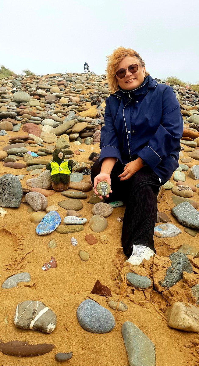 I don't know what other people go to Wales for... #Moley and I go to see #Dobby's grave. It was a miserable old day - windy, grey and wet. But our good friends Irina &amp; John took us there anyway! It was a very special and rather unexpected experience! <a href="/jk_rowling/">J.K. Rowling</a>
#dobbysgrave