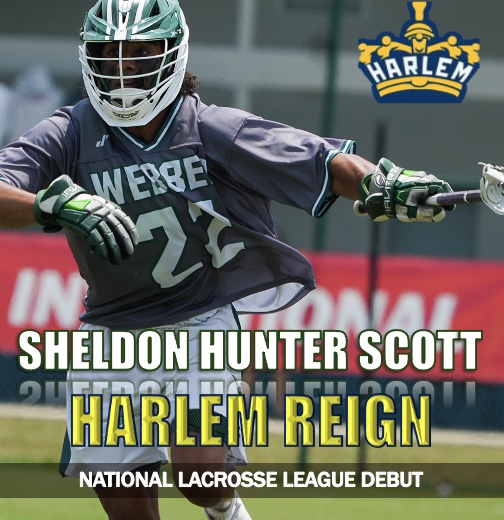 LaxWebber's tweet photo. Congratulations to Hunter Scott as he heads into his first Pro game with the Harlem Reign tomorrow check out the League Schedule Here #NLAPRO https://t.co/plaR6eJfLX https://t.co/KB3wJmmxhH