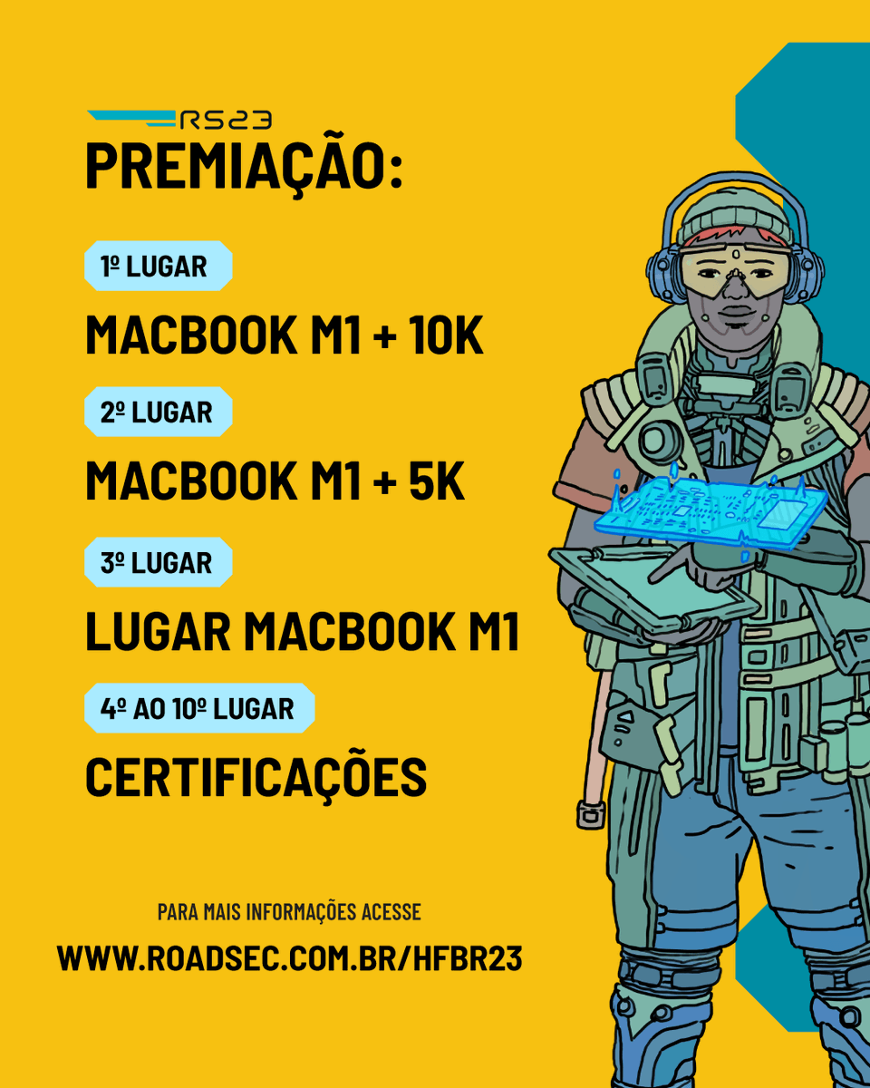 roadsec's tweet photo. O maior campeonato de CTF do Brasil está aqui no #roadsec! O #HFBR23 Stark Bank, organizado pelo Hackaflag, começa amanhã a partir das 14h, em uma edição inédita exclusiva no maior festival hacker da América Latina! #dontstophacking https://t.co/DkHy1SKHyD