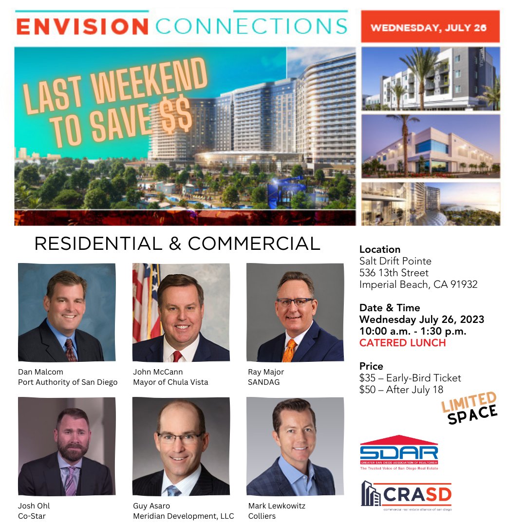 This is going to SELL OUT! Discover how the new developments in the south bay will impact your business. This is a combined Residential and Commercial event. Afterwards enjoy a catered lunch &amp; network with other industry professionals! Ticket prices jump next week