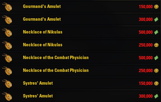 Gold_Vendor's tweet photo. Adhazabi is back with this week's Gold Vendor items. This one hopes there is something you can use, perhaps Gourmand's  Amulet or maybe even the head piece from the Thurvokun Set. 

@TESOnline #ElderScrollsOnline #ESOFam https://t.co/wvb7I6bcIl