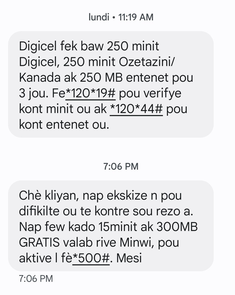 SinalMax10's tweet photo. @DigicelHT nou pran kliyan pou imbesil, mwen f plan dpi lundi mwen paka itilizel kunye a wap pase nou tenten ou ban nou 300 mb ak 15 minit bon sa sa ka itil nou kom dedomajman. Komsi peyi sa nou pa respekte konsomatè ditou. Yon jou lap jou.
#jistispoukonsomatèfinal https://t.co/mEkeGu841n