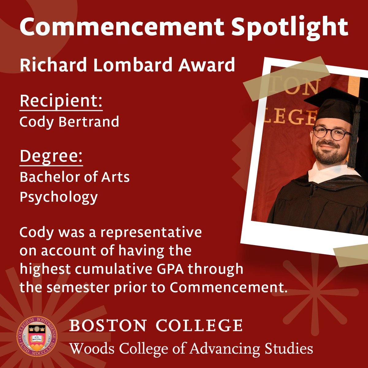 BCWoodsCollege's tweet photo. A big congratulations to Cody Bertrand on this incredible accomplishment! Your dedication and passion for what you do serves as an inspiration for us all! We look forward to seeing you around as you pursue your Master of Social Work!
#BCWoods #WeAreBC #Commencement #Psychology https://t.co/fC8jwk7GJB
