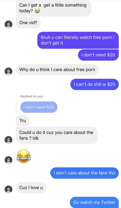 Begging me for nudes when porn is free is crazy https://t.co/025CviNr4y