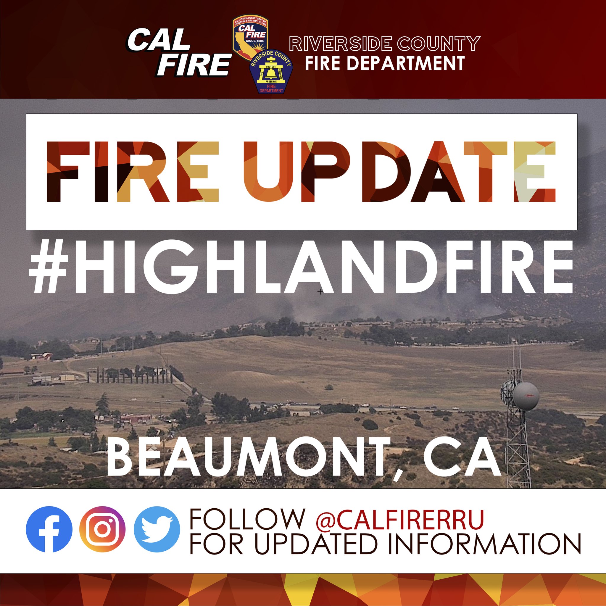 CAL FIRE/Riverside County Fire Department on Twitter "HighlandFire [UPDATE] An EVACUATION