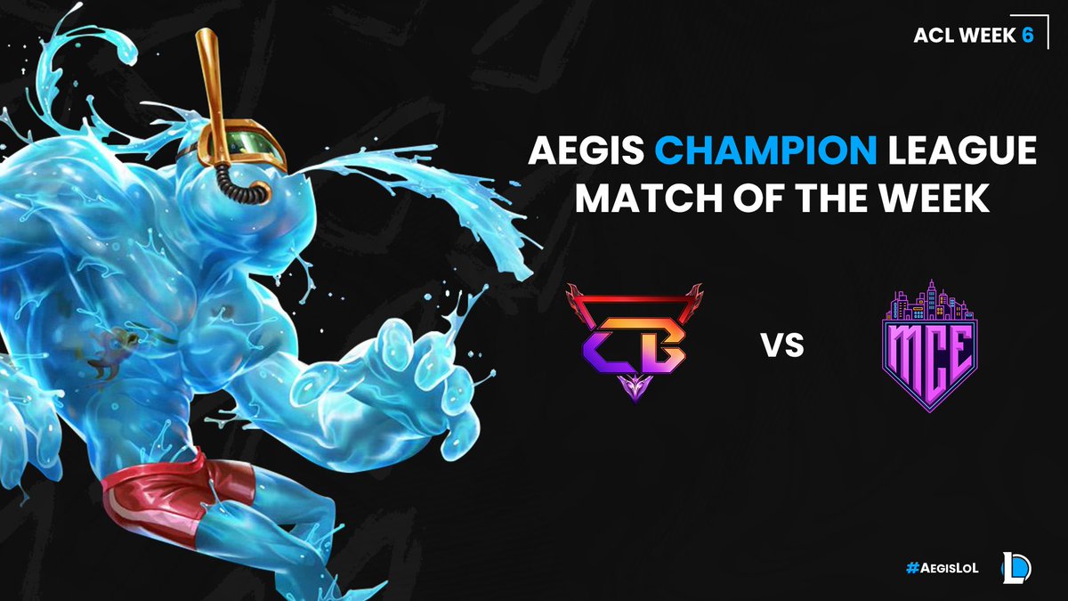Week 6 of the Aegis Champion League is now live, watch as MCE faces off against CBG in our first week of the aegis cross group round at 8 pm EST!   

⚔️: <a href="/MemeCityEsports/">Meme City Esports</a>  vs.<a href="/CB__Gaming/">CB Gaming</a> 
📷: <a href="/GordoCasts/">Gordo</a> <a href="/TdsCasts/">Carlos Toro</a>
🎥: @Sintamesis
📺: twitch.tv/aegisesportsgg